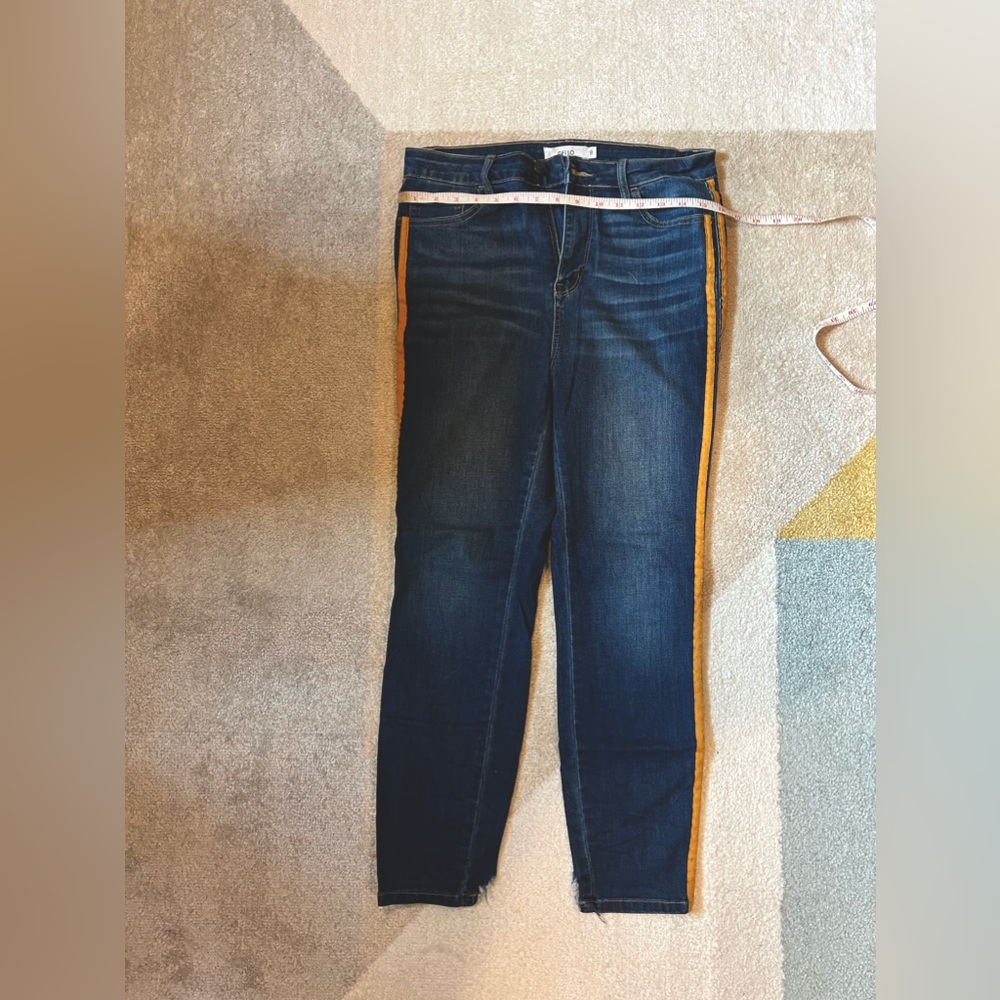 Cello High Rise Skinny Distressed Jeans with Yellow Stripe